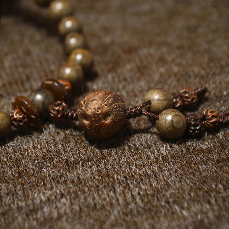 Buddha Stones Tibetan Sandalwood Protection Charm Mala Bracelet