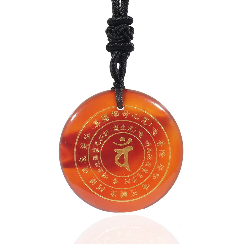 Buddha Stones Vairocana Tathagata Sanskrit Mantra Various Crystal Black Obsidian Green Aventurine Strength Necklace Pendant