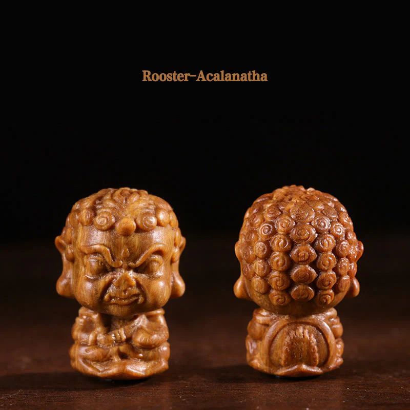 Buddha Stones Chinese Zodiac Natal Buddha Green Sandalwood Lotus Engraved Positive Home Decoration