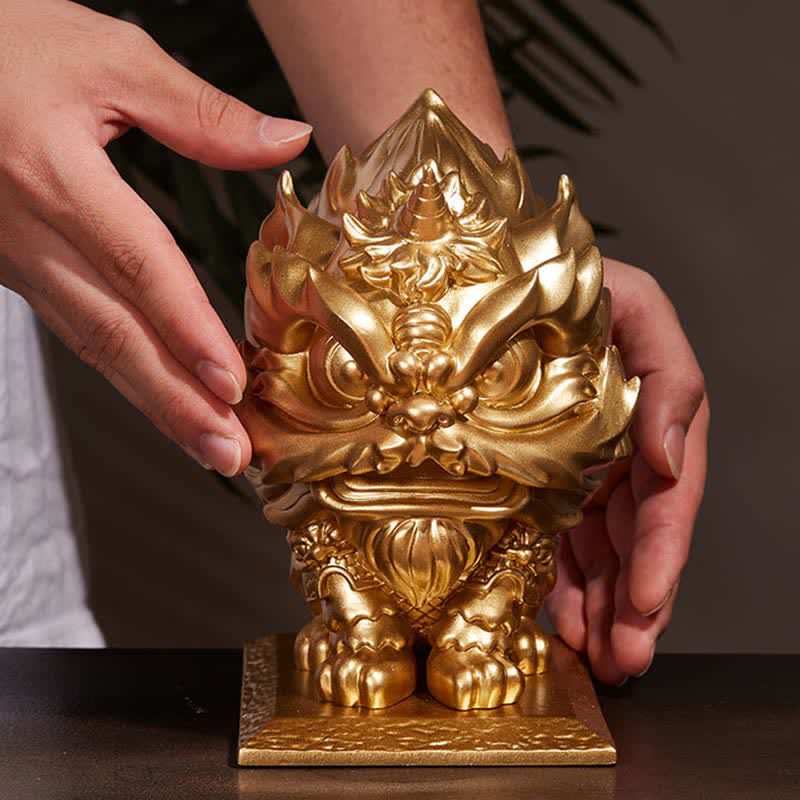 Buddha Stones Lion Statue Strength Resin Home Office Decoration