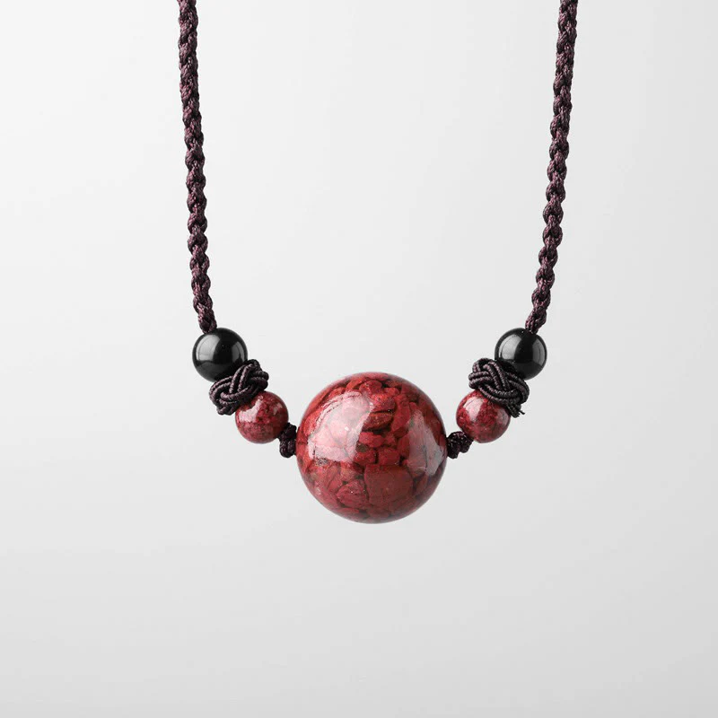 Buddha Stones Natural Cinnabar Stones Bead Blessing Necklace Pendant