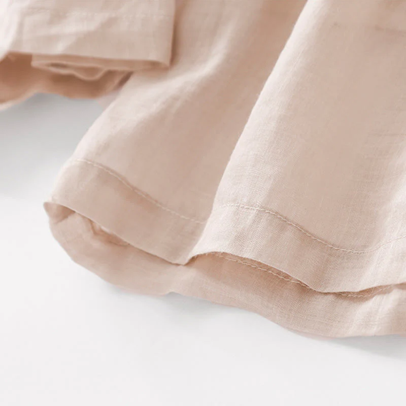 Buddha Stones Casual Flower Embroidery Women's Cotton Linen Elastic Waist  Wide Leg Pants With Pockets