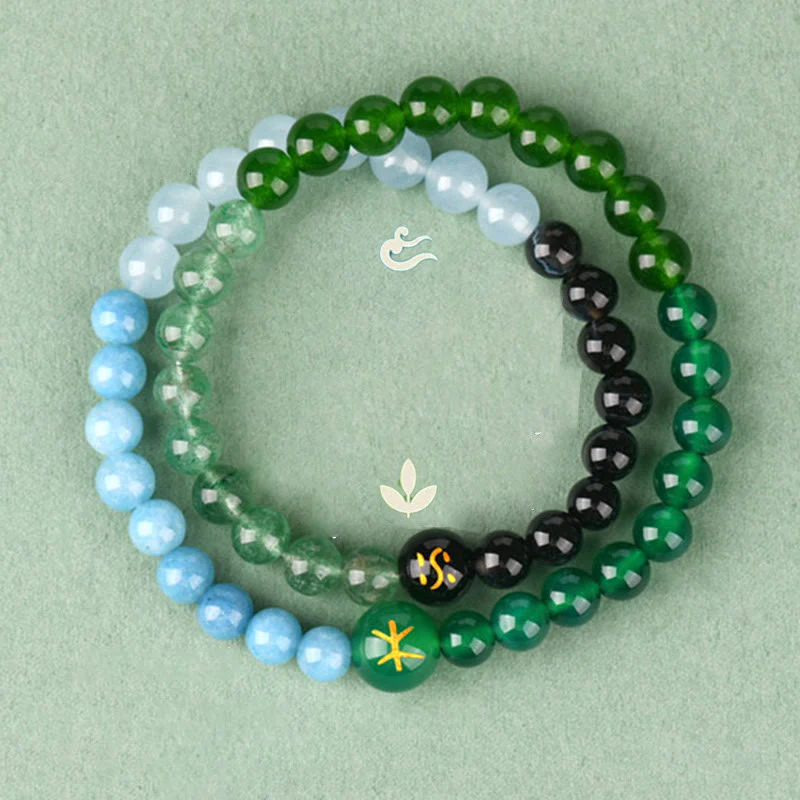 Buddha Stones Five Elements Various Agate Crystal Pearl Black Onyx White Agate White Crystal Luck Bracelet