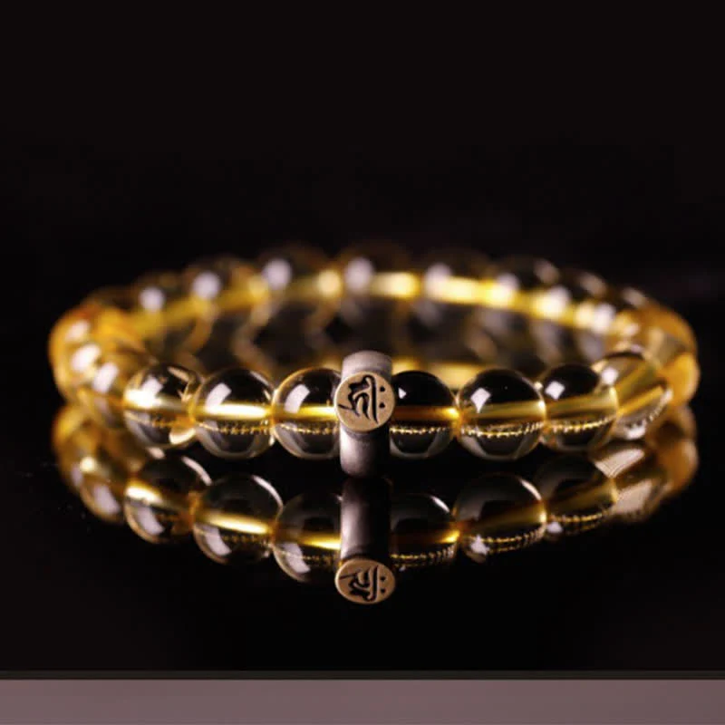Buddha Stones 925 Sterling Silver Chinese Zodiac Natal Buddha Citrine Protection Bracelet