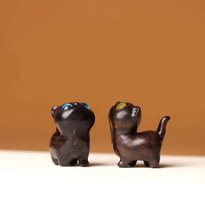 Buddha Stones Green Sandalwood Ebony Wood Sandalwood Small Leaf Red Sandalwood Mini Lucky Cat Peace Decoration