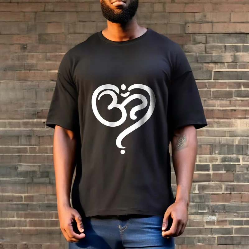 Buddha Stones Love Heart OM Symbol Design Tee T-shirt