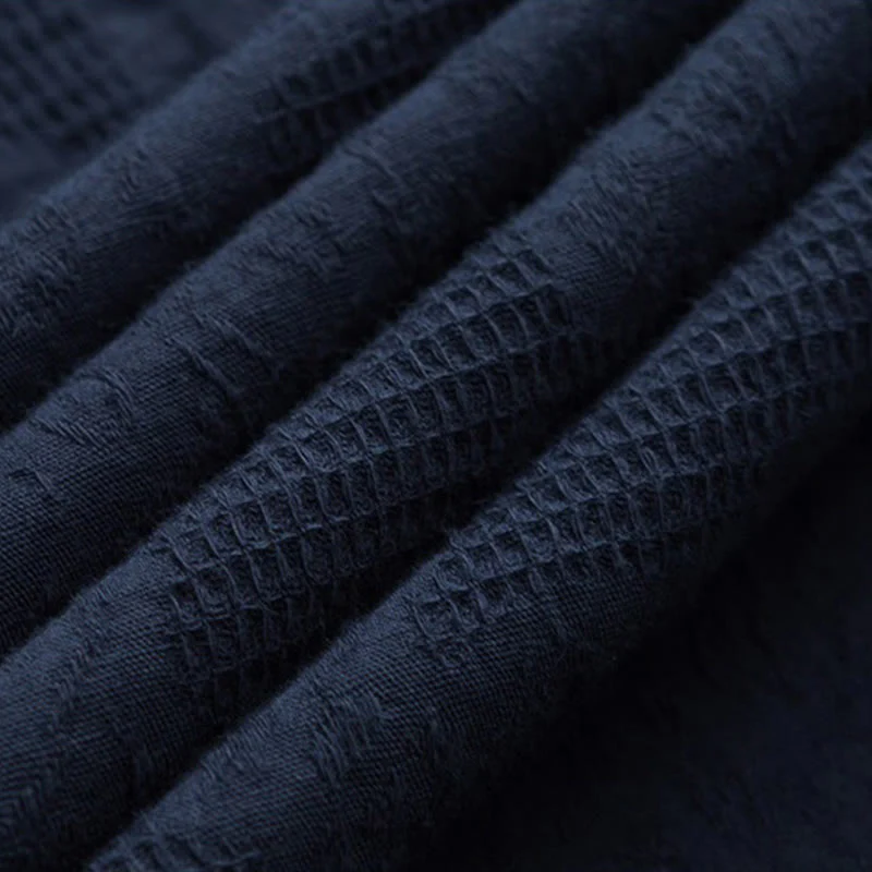 Buddha Stones Ethnic Distressed Jacquard Frog-Button Men's Stand Collar Half Sleeve Cotton Linen Shirt Tai Chi Clothes