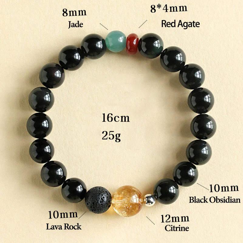 Buddha Stones Natural Black Obsidian Beads Strength Fulfillment Bracelet