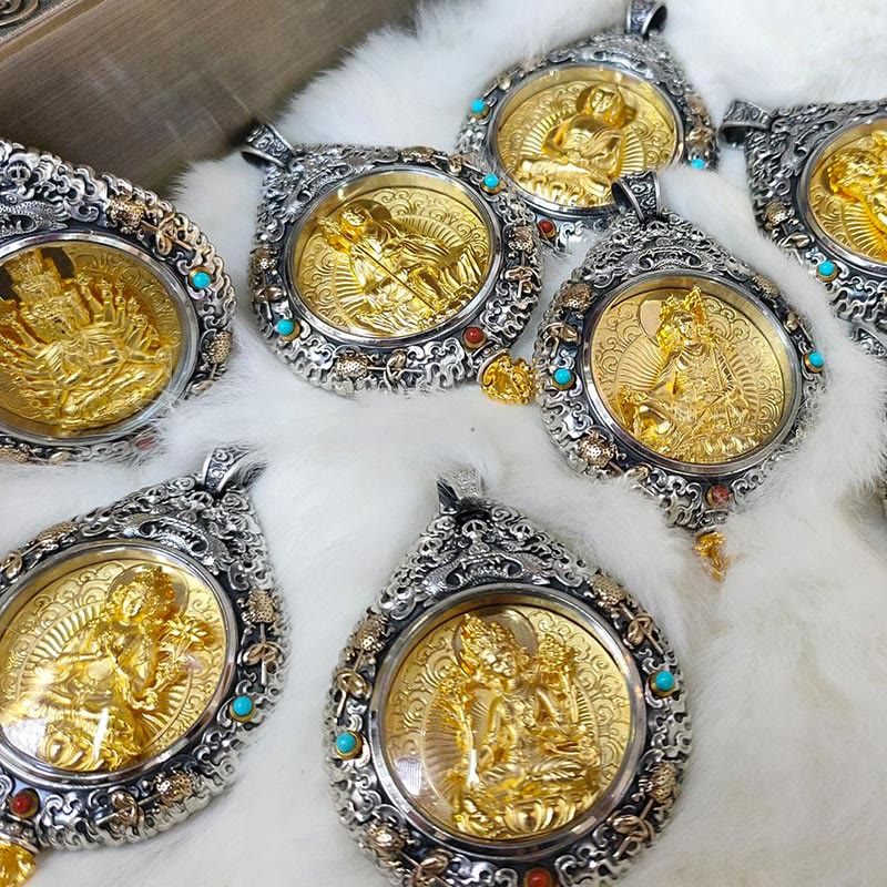 Buddha Stones Chinese Zodiac Natal Buddha Thangka Nine Palaces Eight Diagrams Wealth Rotatable Necklace Pendant