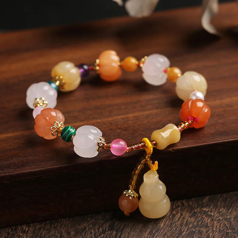 Buddha Stones Natural Golden Silk Jade Crystals Gourd Pixiu Pumpkin Beads Wealth Charm Bracelet