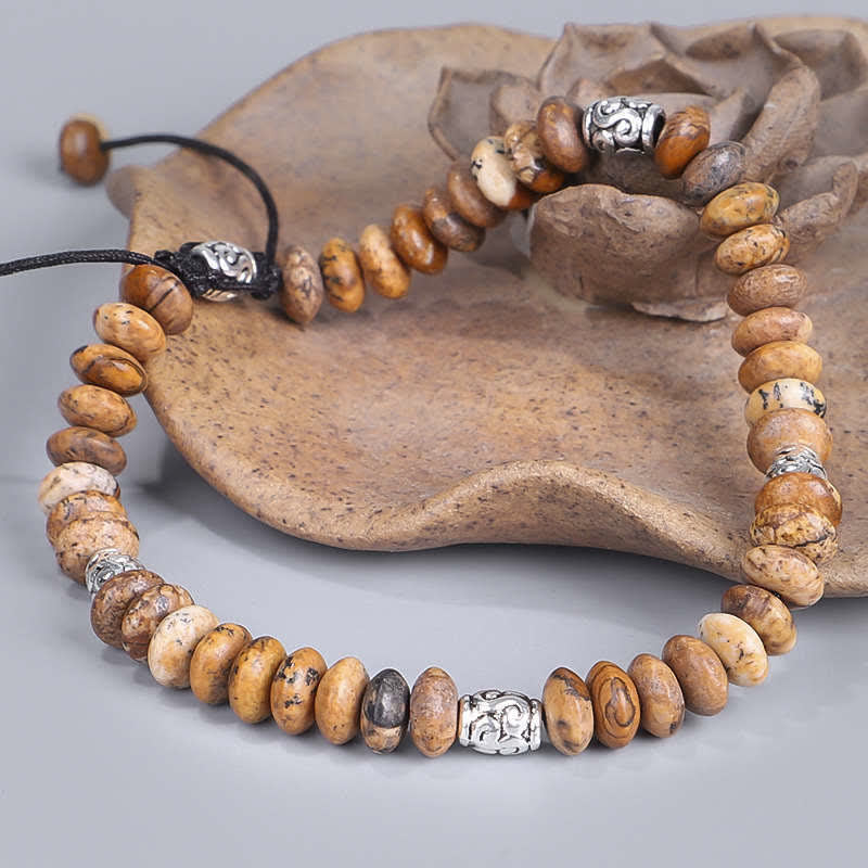 Buddha Stones Picture Jasper Positive Beads String Bracelet