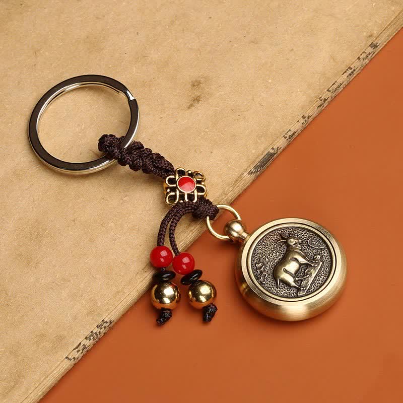 Buddha Stones 12 Chinese Zodiac Blessing Wealth Fortune Keychain