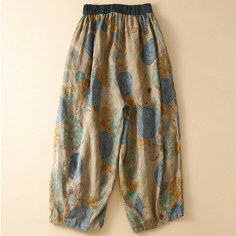 Buddha Stones Retro Casual Chinese Frog-Button Design Women's Harem Pants With Pockets