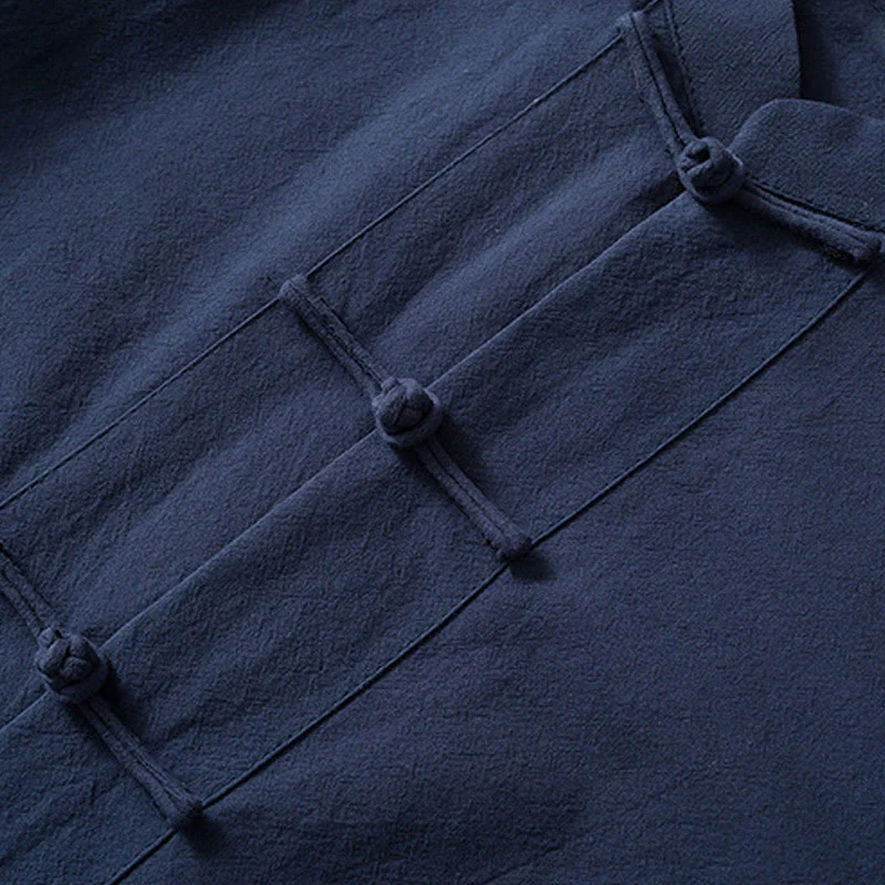 Buddha Stones Frog-Button Chinese Tang Suit Shirt Cotton Linen Men Jacket Clothing