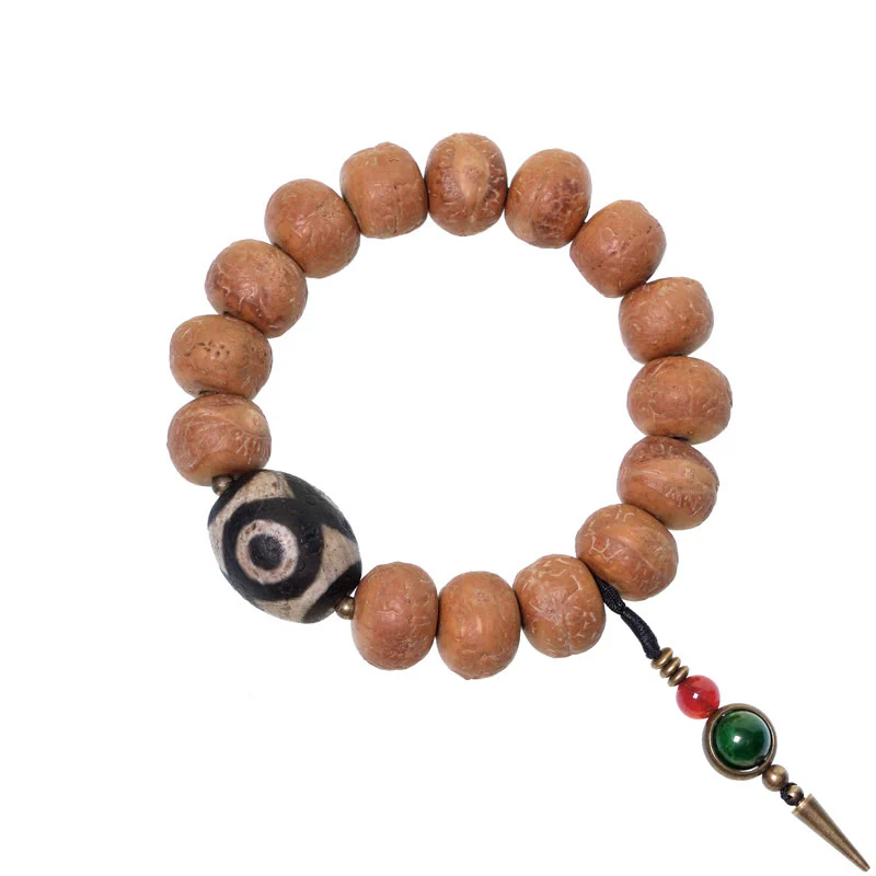 Buddha Stones Tibet Bodhi Seed Dzi Bead Peace Charm Wrist Mala Bracelet