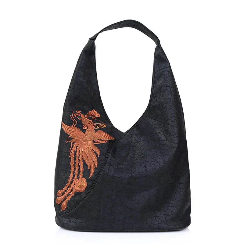 Buddha Stones Fish Flower Phoenix Embroidery Xiangyunsha Silk Shoulder Bag