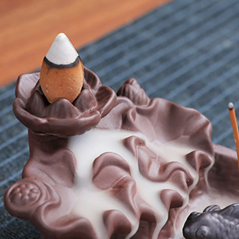 Buddha Stones Koi Fish Ox Purple Clay Ceramic Incense Stick Holder Healing Incense Burner Decoration