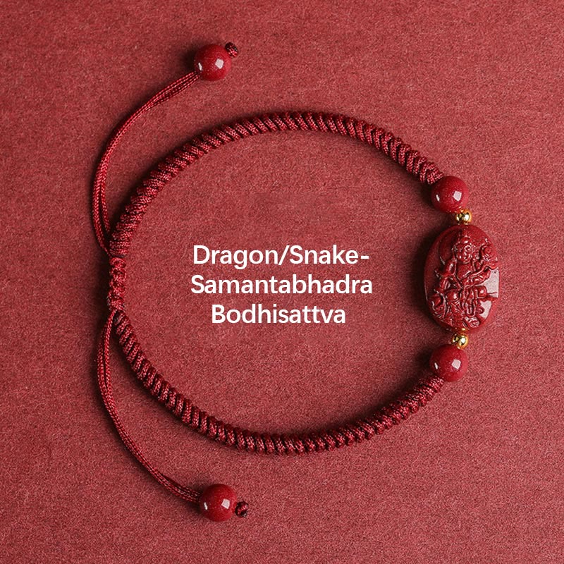 Buddha Stones Chinese Zodiac Natal Buddha Cinnabar Keep Away Evil Spirits Rope Bracelet (Extra 30% Off | USE CODE: FS30)