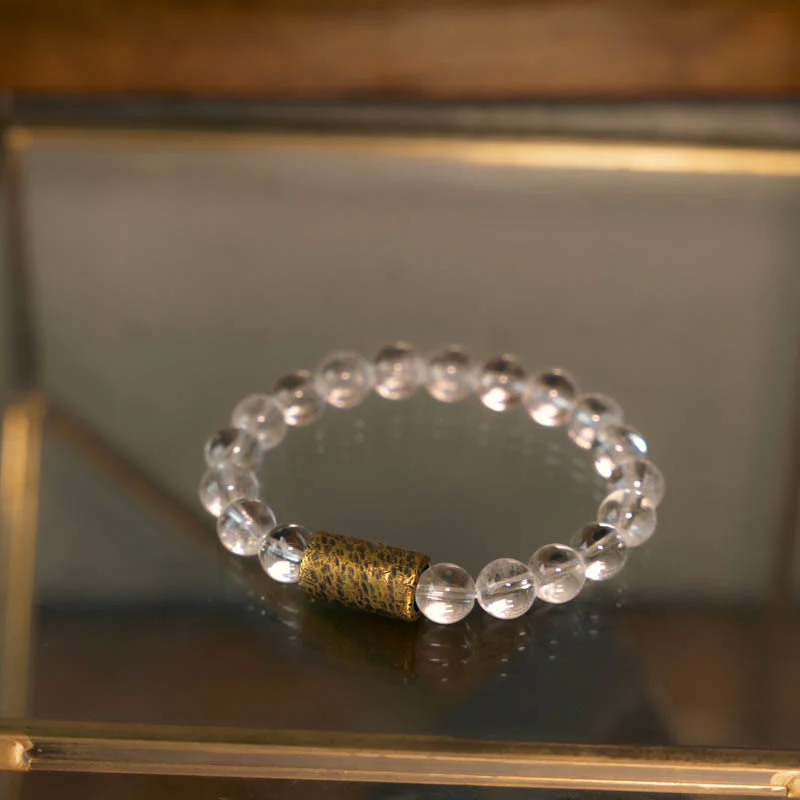 Buddha Stones White Crystal Red Hematoid Quartz Gold Rutilated Quartz Purple Phantom Protection Bracelet