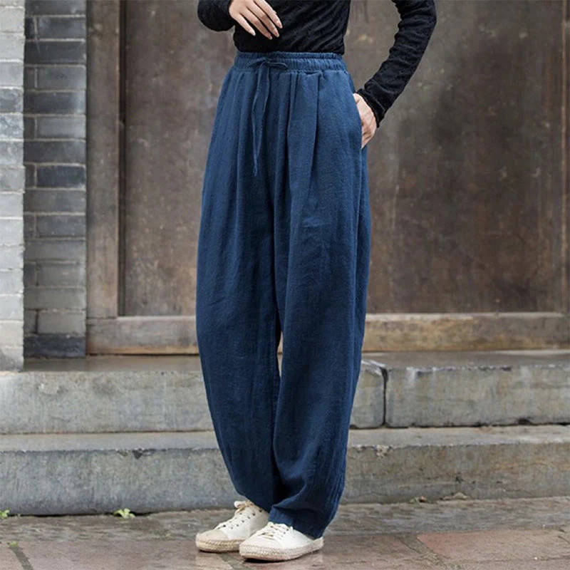 Buddha Stones Plain Design Cotton Women's Pants