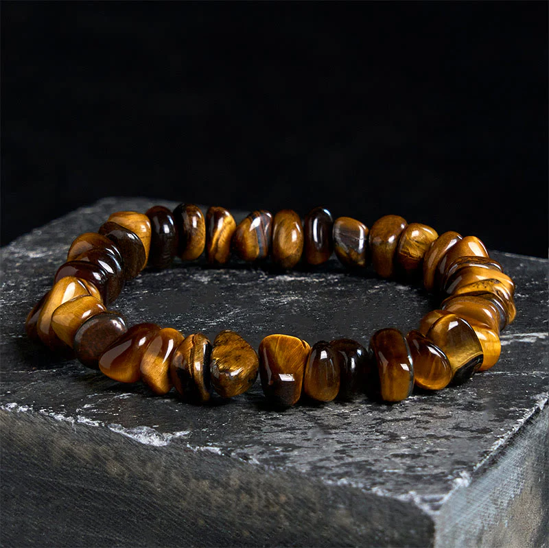 Buddha Stones Tiger Eye Irregular Blocks Courage Bracelet
