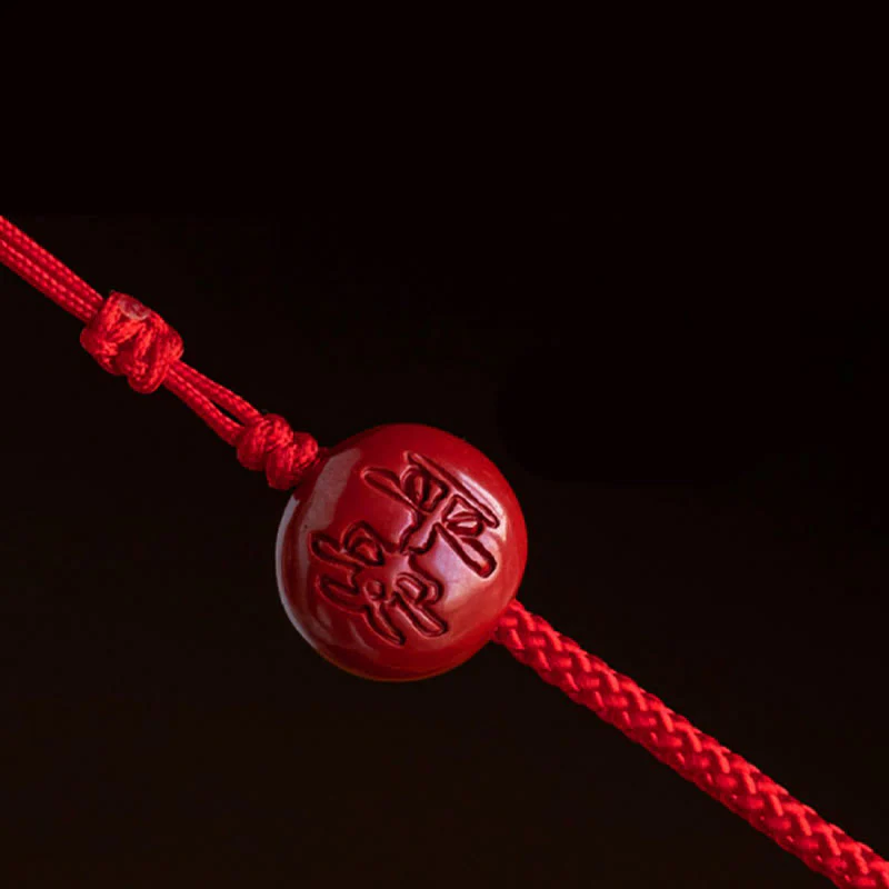 Buddha Stones Natural Cinnabar Chinese Zodiac Gourd Calm Blessing Red String Belly Chain