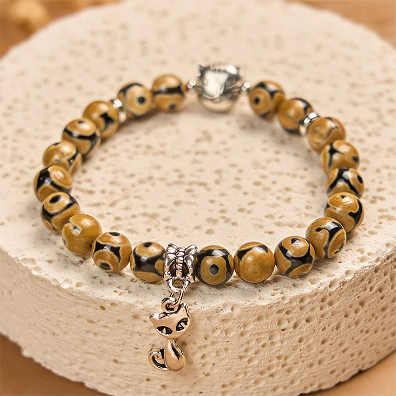 Buddha Stones Bengal Cat Natural Agate Stone Inner Strength Bracelet