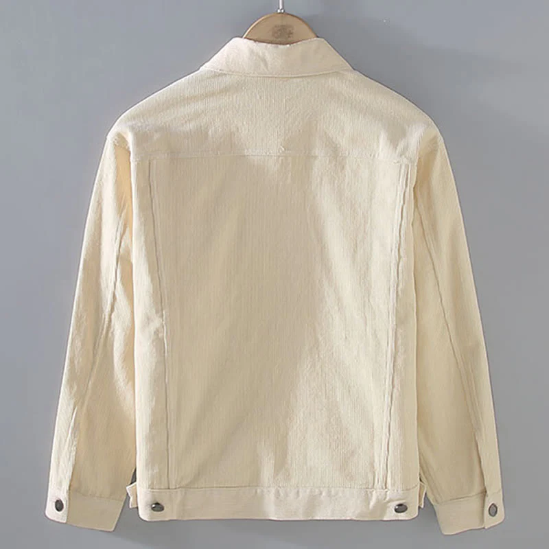 Buddha Stones Plain Long Sleeve Button Design Men's Cotton Jacket Shirt With Pockets
