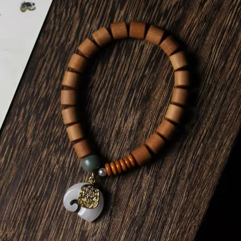 Buddha Stones Sandalwood Jade Elephant Protection Bracelet