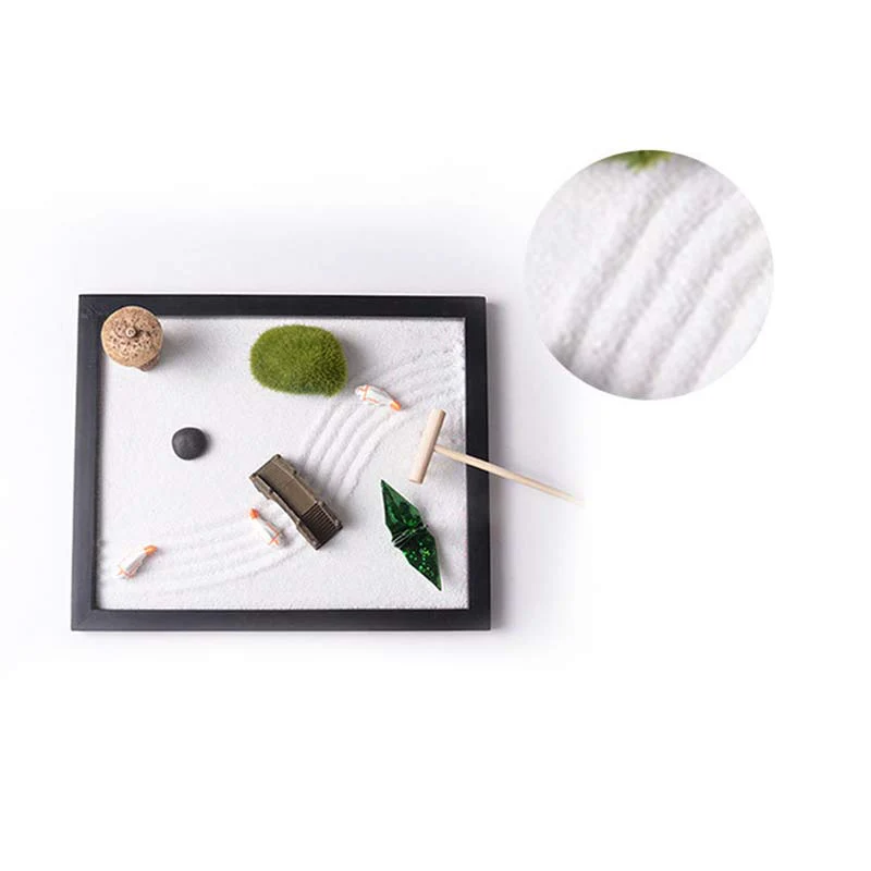 Buddha Stones Koi Fish Small Bridge Grass Landscape Peace Meditation Zen Garden Decoration