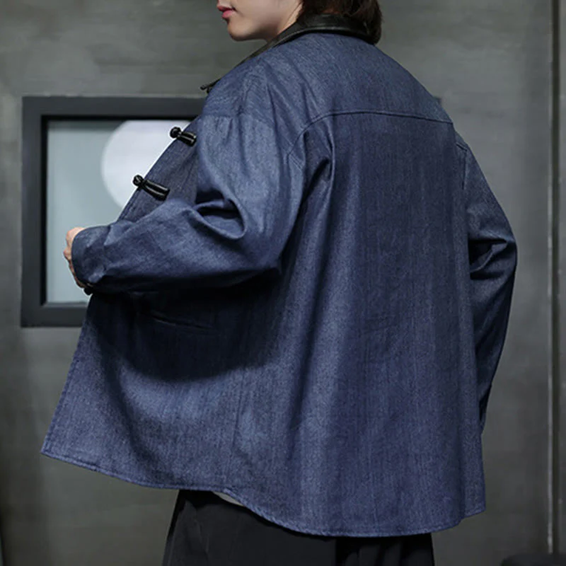 Buddha Stones Men's Frog-Button Cotton Long Sleeve Shirt With Pockets