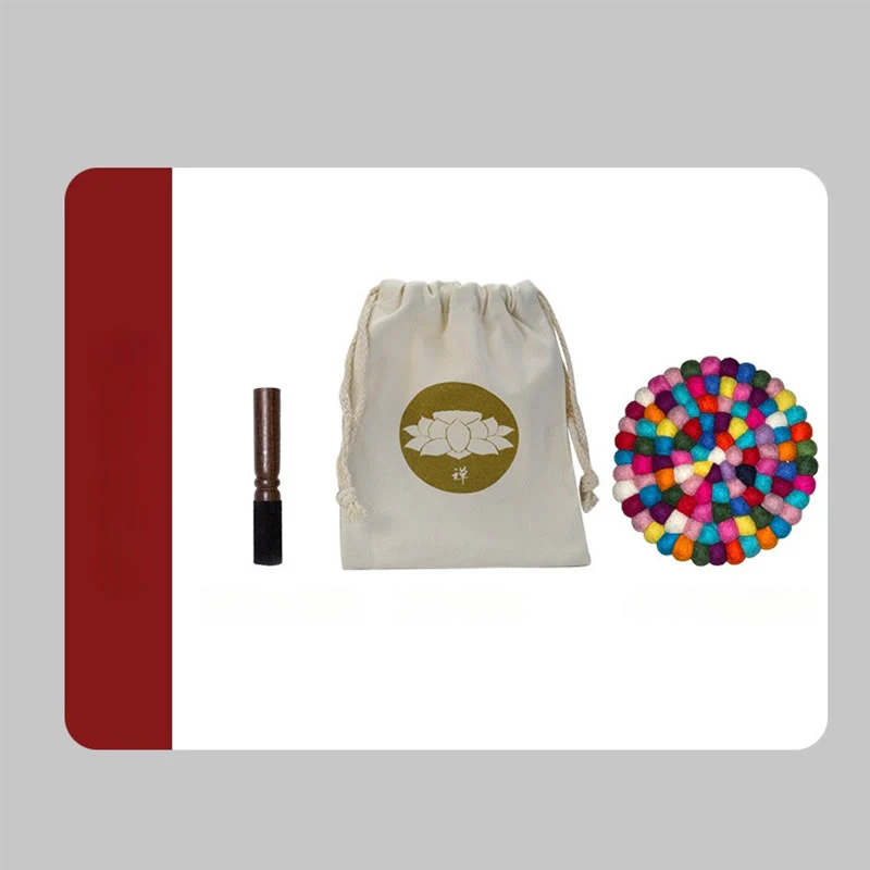 Buddha Stones Handmade Hand-held Awakening Singing Bell Chime for Healing and Meditation Wooden Handle Sound Set