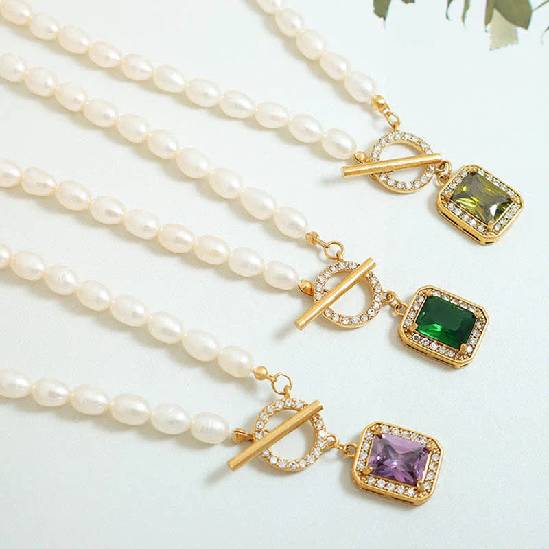 Buddha Stones Pearl Zircon Wealth Charm Necklace Pendant