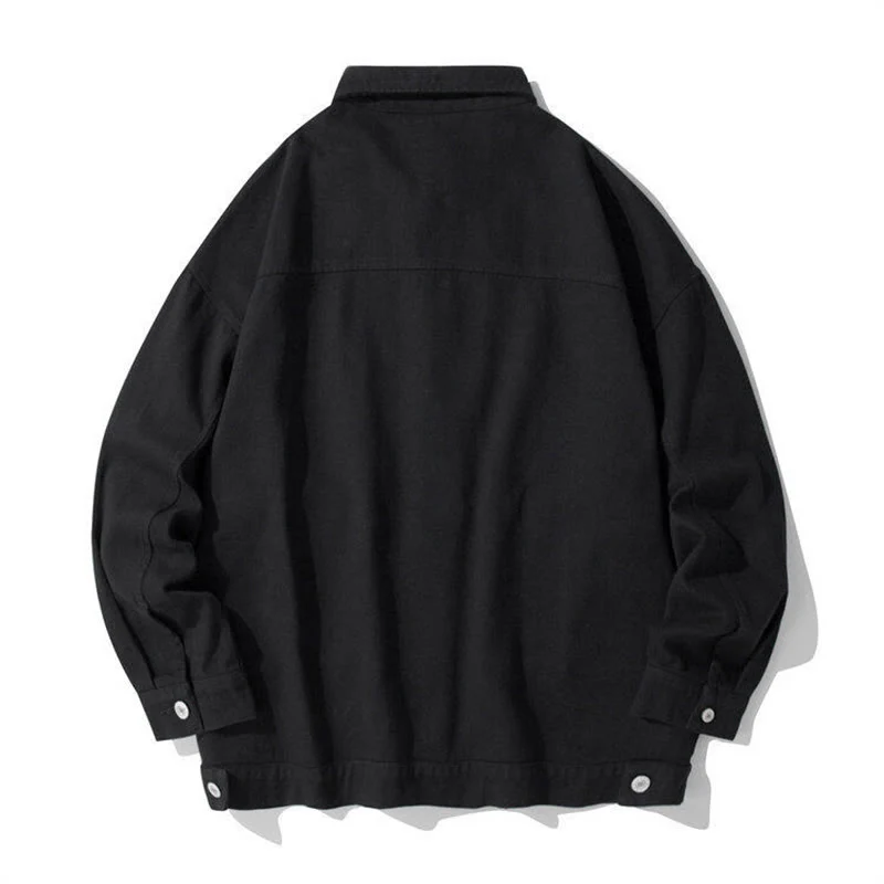 Buddha Stones Long Sleeve Button Stand Collar Design Men's Cotton Jacket Shirt With Pockets