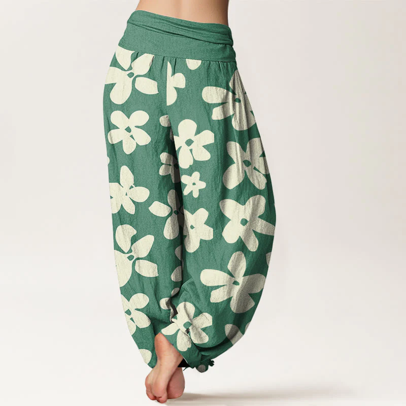 Buddha Stones Casual Bohemian Style Floral Women's Elastic Waist Harem Pants