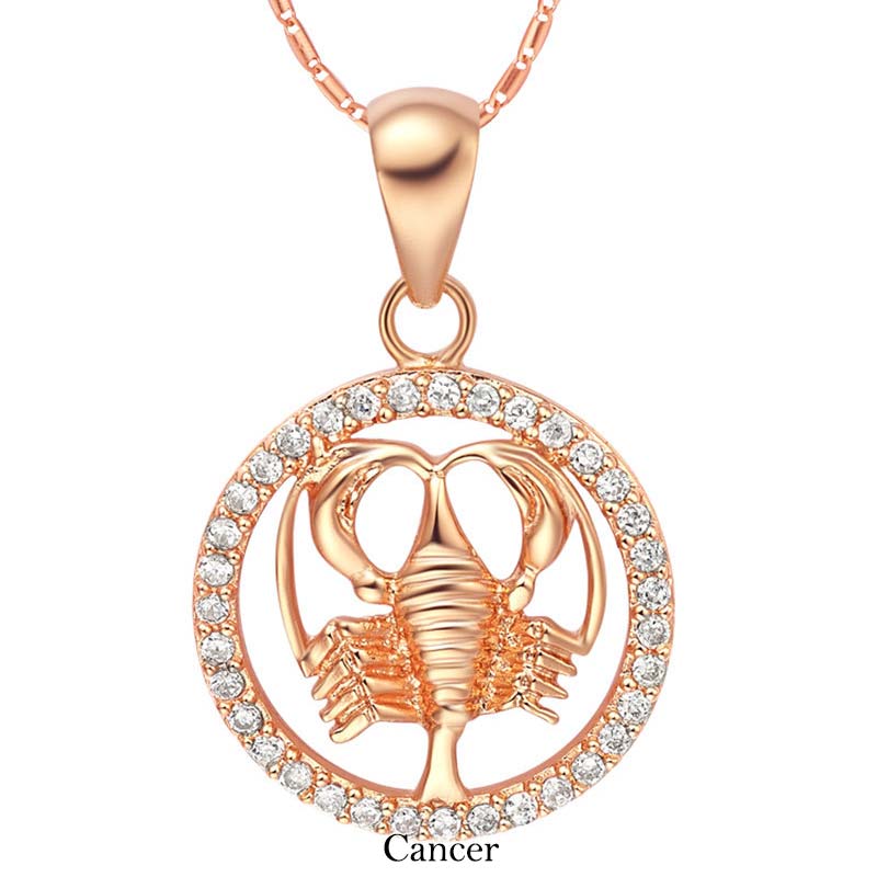 12 Constellations of the Zodiac Rhinestone Luck Necklace Chain Pendant (Extra 30% Off | USE CODE: FS30)