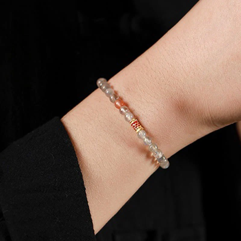 Buddha Stones Ultra-Thin Moonstone Koi Fish Healing Bracelet