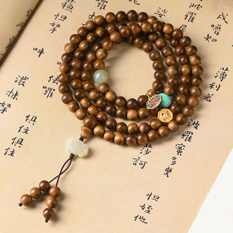 Buddha Stones Tibetan Rosewood Protection Calm Bracelet Mala