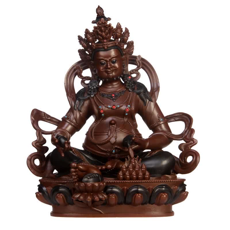 Buddha Stones Yellow Jambhala Bodhisattva Figurine Compassion Copper Statue Home Office Decoration