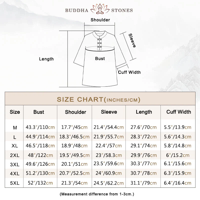 Buddha Stones 2Pcs Tang Suit Traditional Frog-Button Uniform Long Sleeve Shirt Pants Men's Set