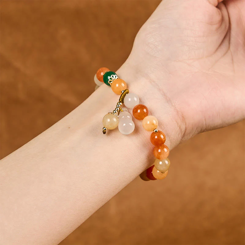 Buddha Stones Golden Silk Jade Beads Gourd Wealth Luck Bracelet