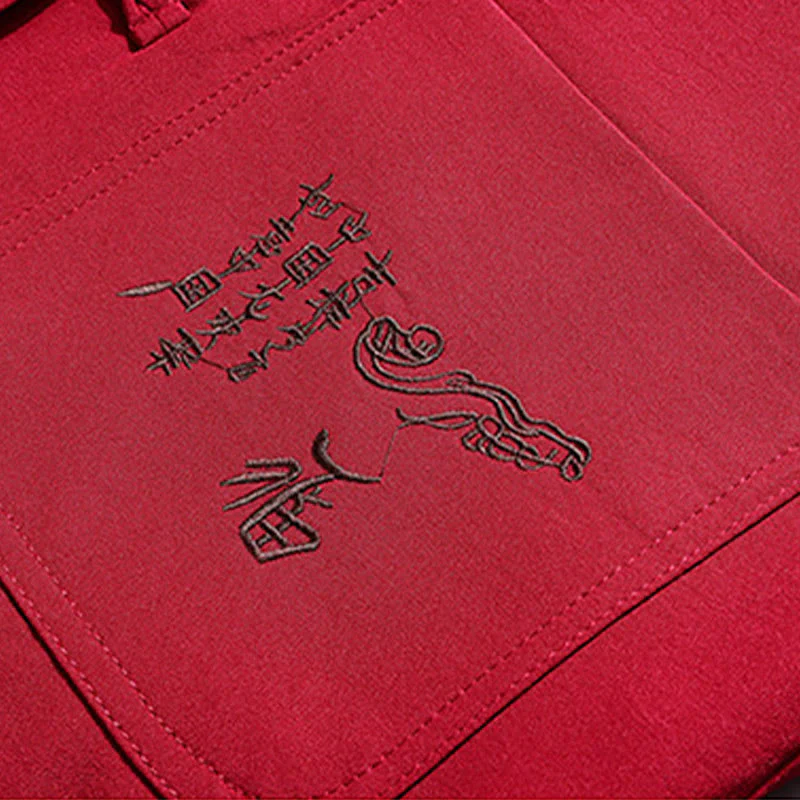 Buddha Stones Chinese New Year Embroidered Tang Suit Hanfu Traditional Uniform Long Sleeve Top Pants Clothing Men's Set