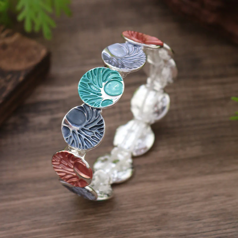 Buddha Stones The Tree Of Life Creation Enamel Alloy Bracelet