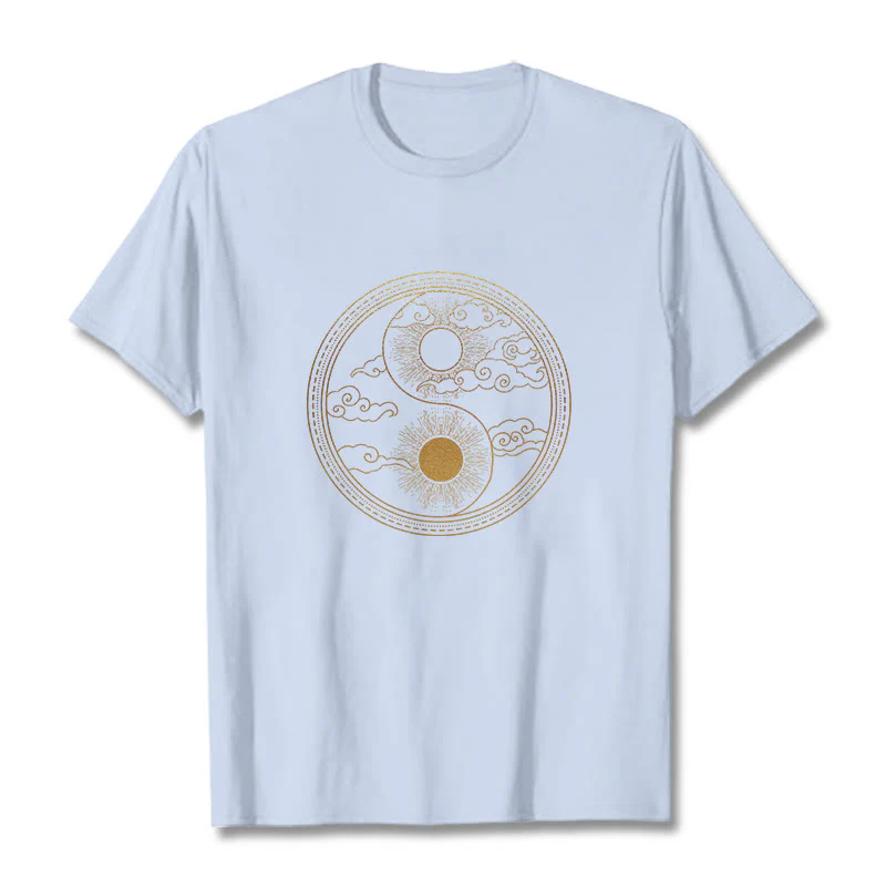 Buddha Stones Yin Yang Sun Auspicious Clouds Tee T-shirt
