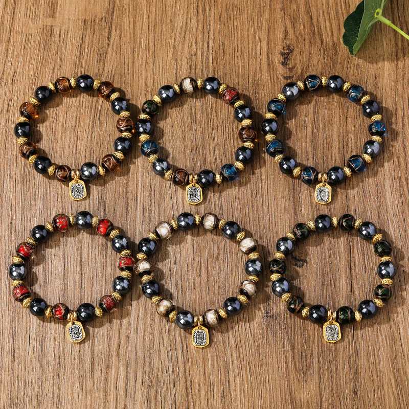 Buddha Stones Tibetan Zakiram Goddess of Wealth Liuli Glass Incense Ash Porcelain Bead Luck Bracelet (Extra 30% Off | USE CODE: FS30)