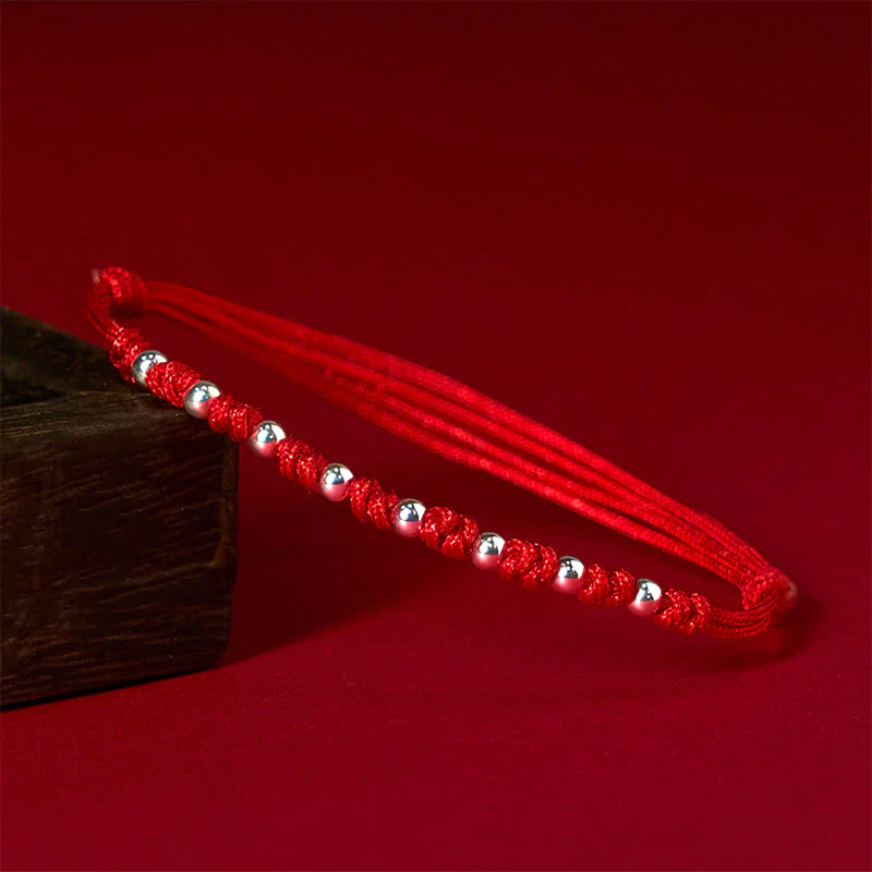 FREE Today: Luck Blessing 925 Sterling Silver Beads Red String Adjustable Bracelet