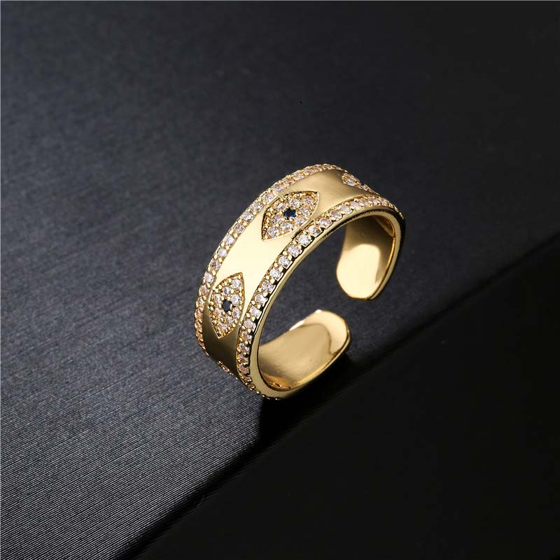 Buddha Stones Evil Eye Luck Blessing Copper Alloy Ring