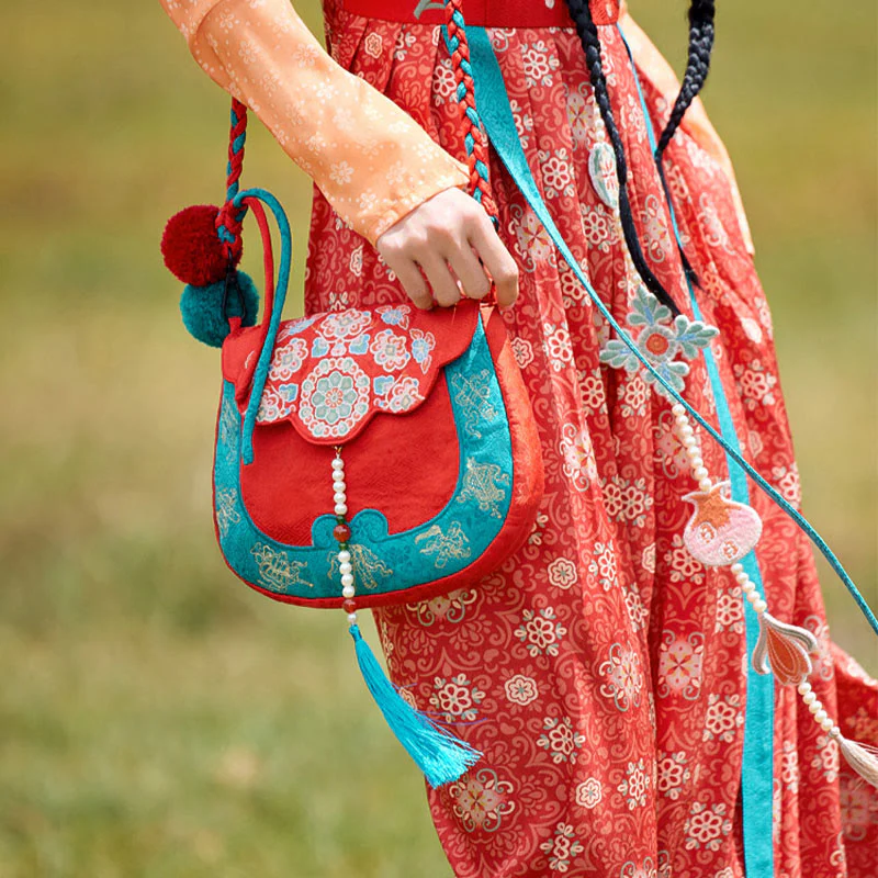 Buddha Stones Ethnic Style Su Embroidery Journey Shopping Shoulder Bag Handbag Crossbody Bag