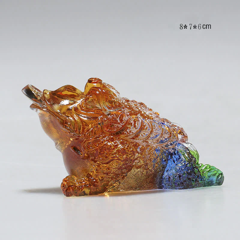 Buddha Stones Feng Shui Frog Handmade Liuli Crystal Art Piece Wealth Home Office Decoration