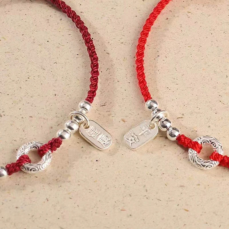 Buddha Stones 925 Sterling Silver Auspicious Clouds Peace Buckle Safe And Sound Bracelet Anklet (Extra 30% Off | USE CODE: FS30)